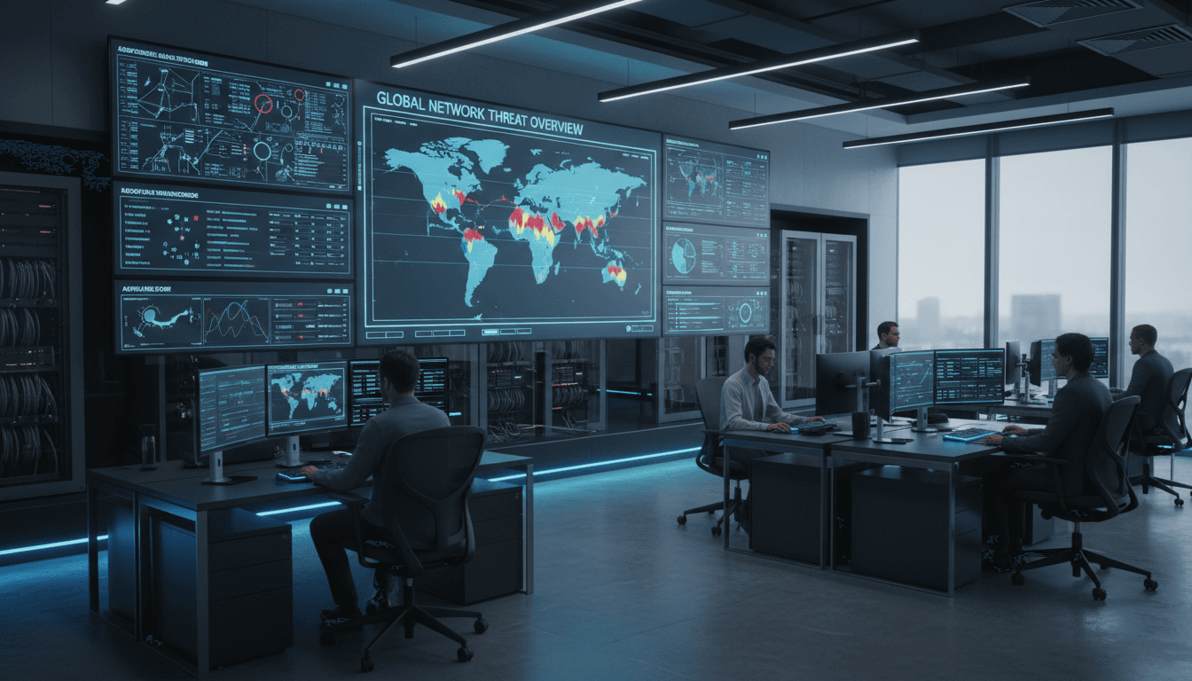 Security monitoring center with large data displays